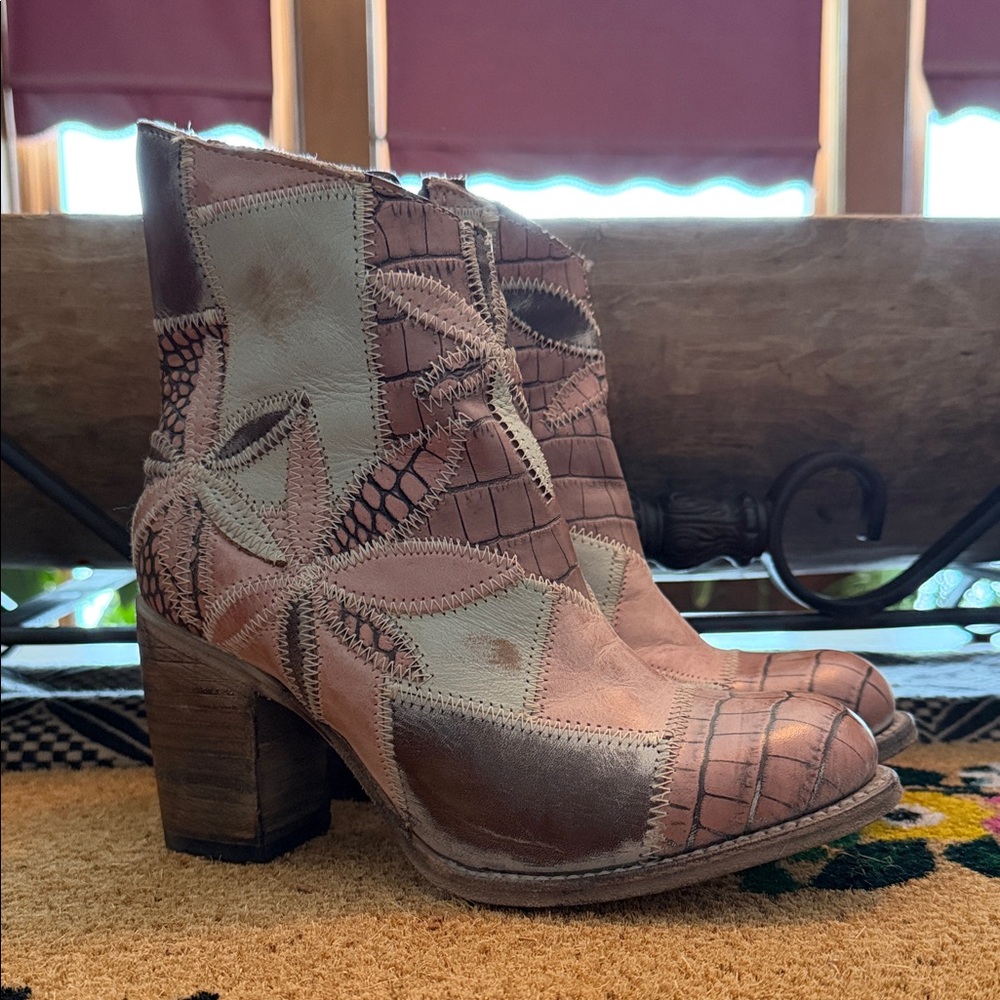 Freebird Multicolor Patchwork Ankle Boots - image 1